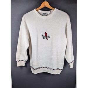 Northern Reflections Sweater Size Small Cardinal Bird Embroidered Christmas